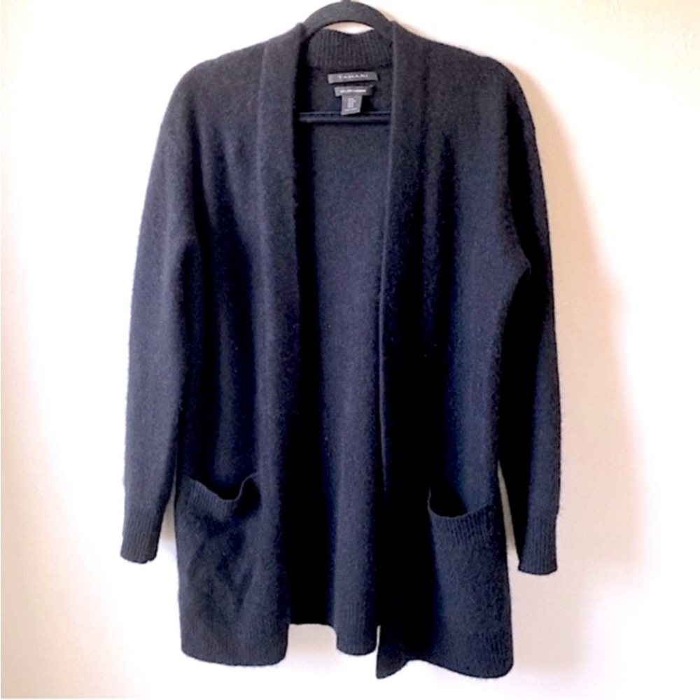 TAHARI CASHMERE BLACK CARDIGAN like new